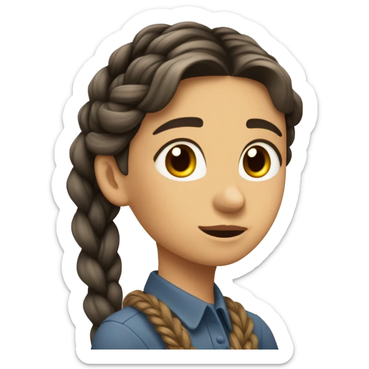 una chica trigueña clara, durmiendo, con una trenza y polo de dibujos sticker