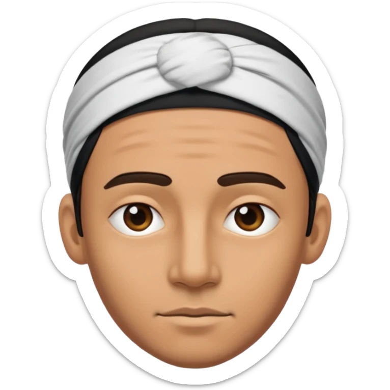 necesito la cara de un hombre con una vincha de color negro en la frente. la vincha tiene que ser angosta y tiene que estar en la frente del hombre, arriba de los ojos y abajo del pelo. sticker