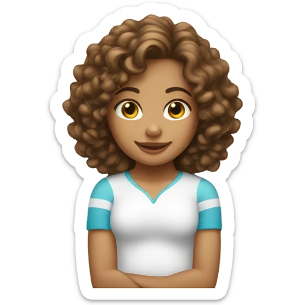 Pretty girl with brown curly hair light skin on a surfboard  sticker