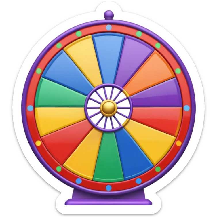 can you make me a prize wheel with the colors red, yellow, green, blue, orange, purple and make sure the colors are seperated and symetrical sticker