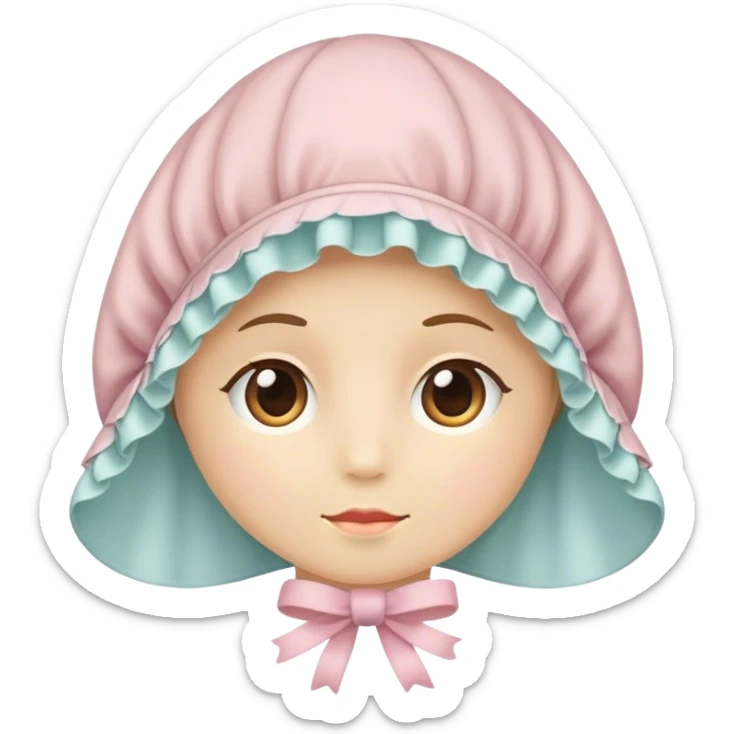 A standalone bonnet emoji, soft fabric, pastel-colored, — no need to add girl face  sticker