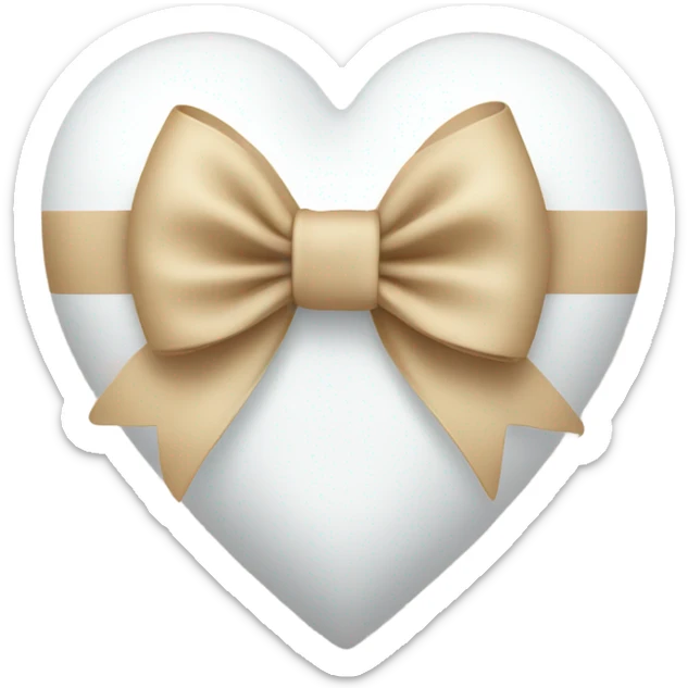 white heart with beige bow sticker