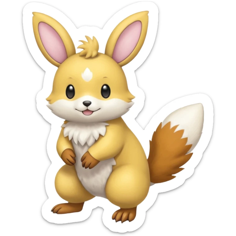 Buizel-Bunnelby-Buneary-Emolga-Pachirisu-Cacomistl-Fakemon-hybrid-creature (full body) sticker