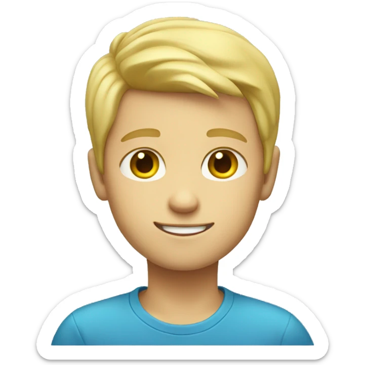 blonde hair blue eyes boy with a yellow shirt sticker
