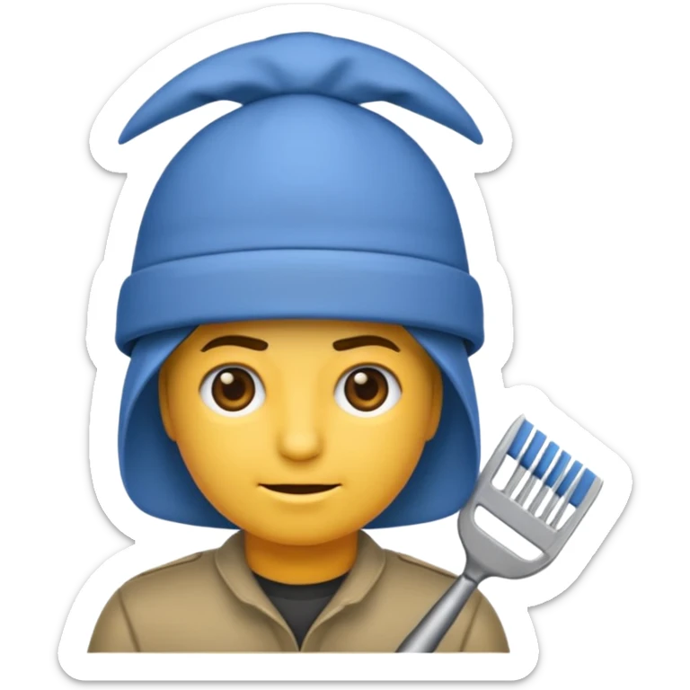 emoji de un persona con gorro de hacer mechas en la peluqueria sticker
