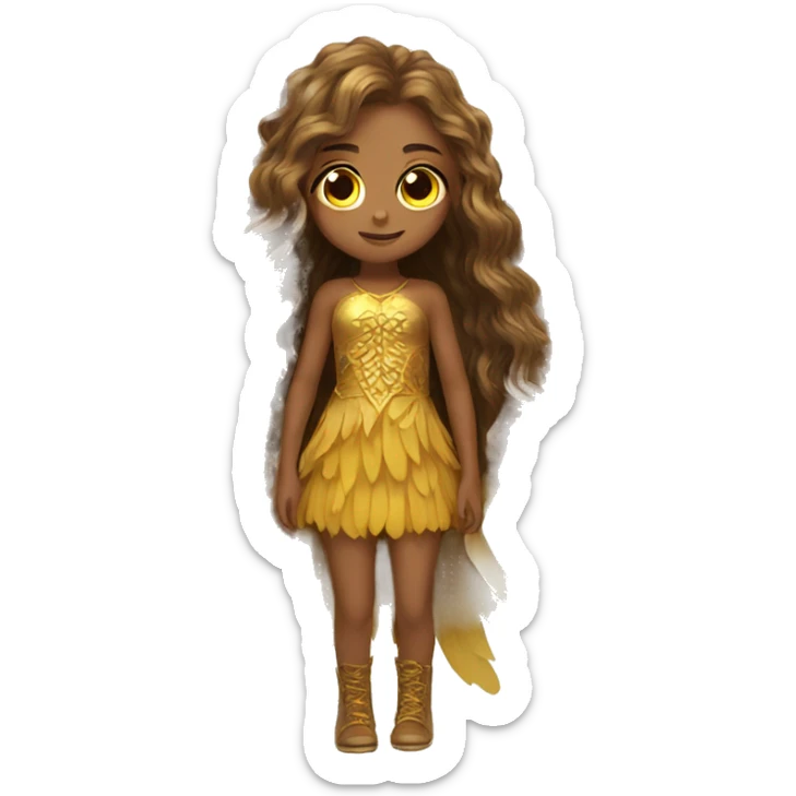 big wings, sunflower, Beautiful, fairy, gold, brown, long hair sticker