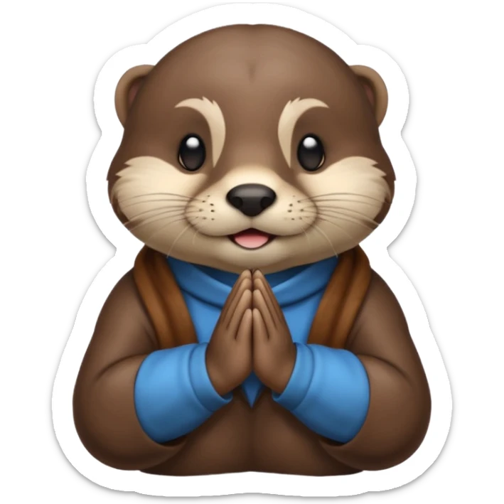 emoji of an otter with hands together in prayer position, zoomed in to show only upper body sticker