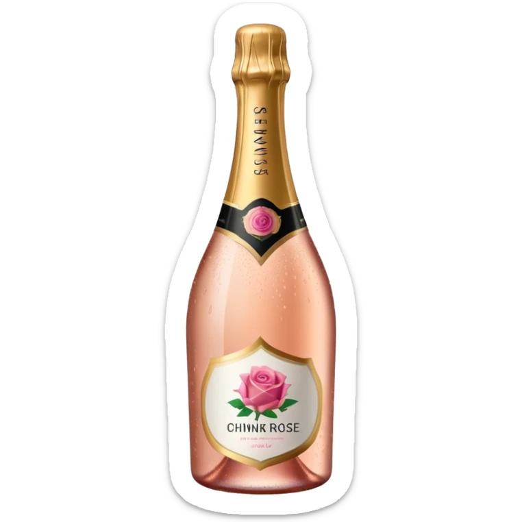 bottle of sparkling rose champagne tilted up and to the right, no glass sticker