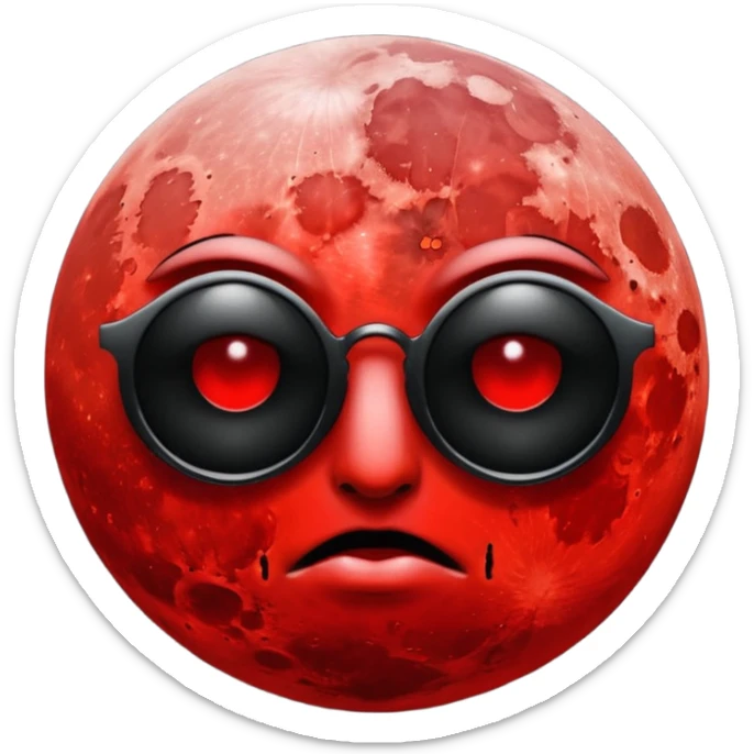 Blood moon without eyes mouth or nose. No white. Bloody red and black shades. Same real moon with blood red sticker