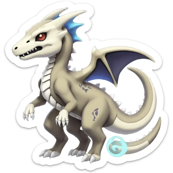 Nebulae Gothic Spooky Marowak-Salandit-Cubone-Duskull-Noibat-Fakémon-hybrid-creature (full body)  sticker