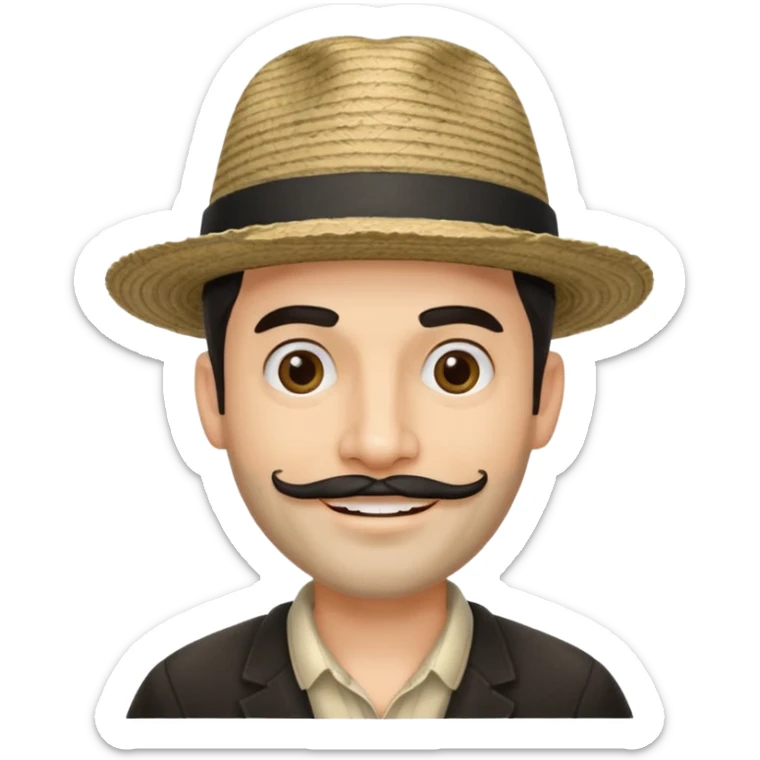 A happy fair skinned Colombian man with some facial hair wearing a black and beige stripped Colombian hat  sticker