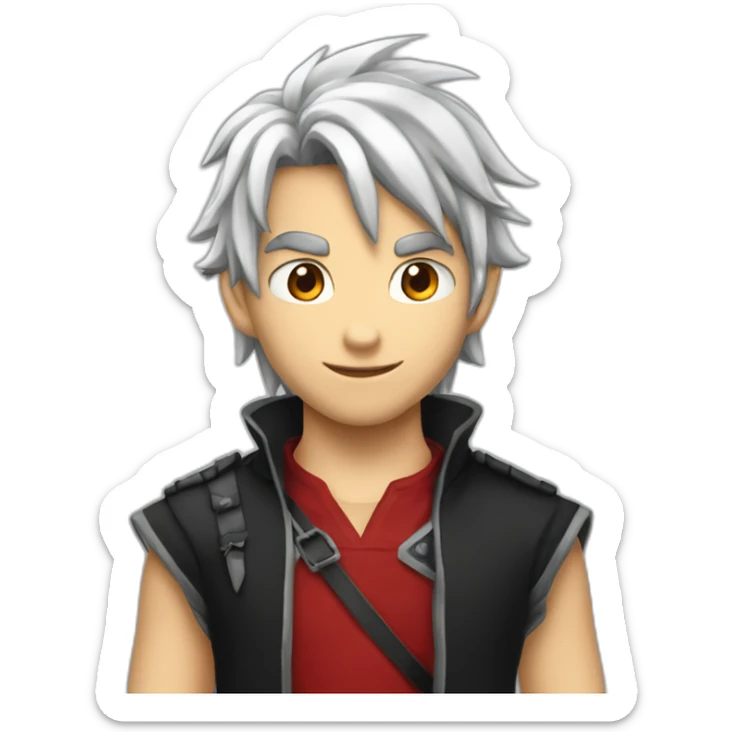 Nastu Dragnell from fairy tails whith short red air and black shirt sticker