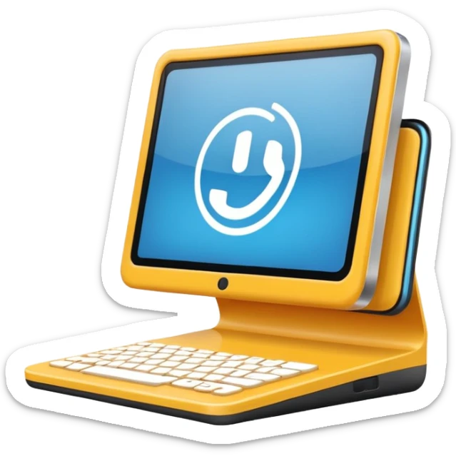 crear un emoji, que sea para proyeectos tanto empresarial como redes sociales, quiero un ordenador y una camara en la misma imagen sticker