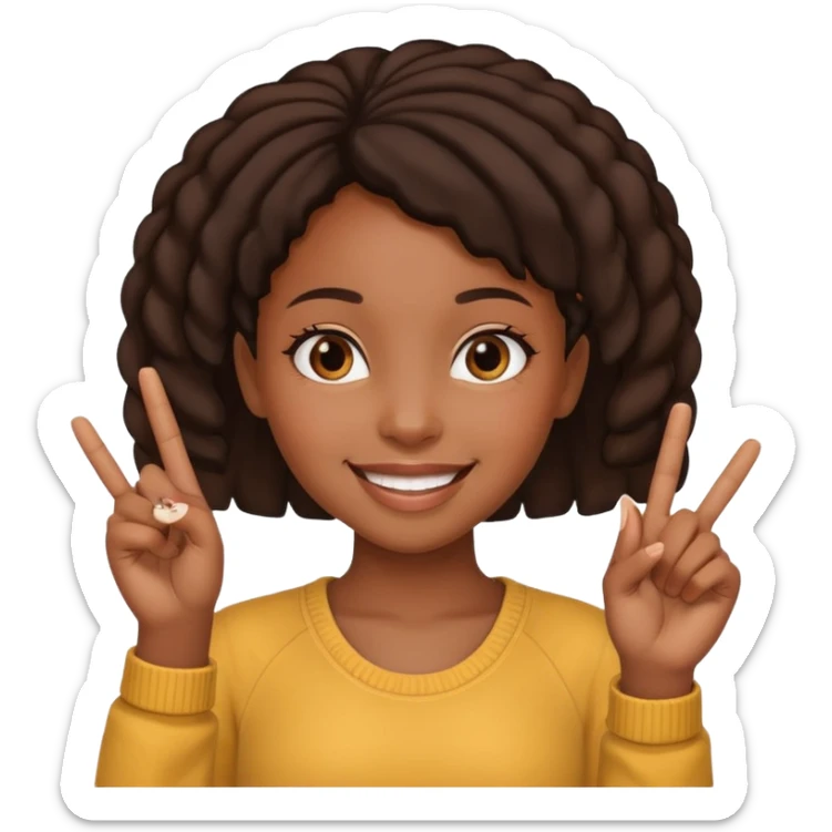 Create me a black Girl Scout emoji holding up the 3 fingers sticker