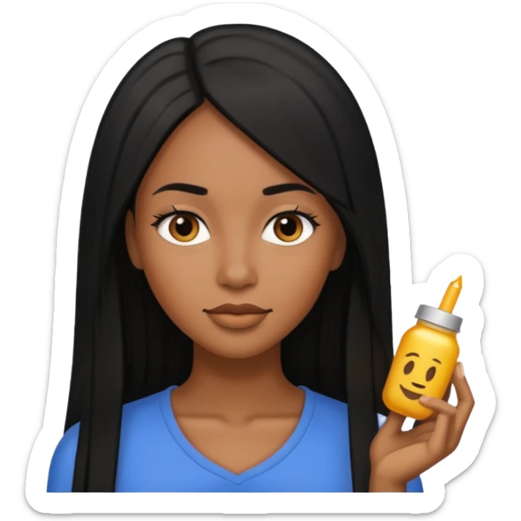 shorter brownskin Black woman with long straight black hair sticker