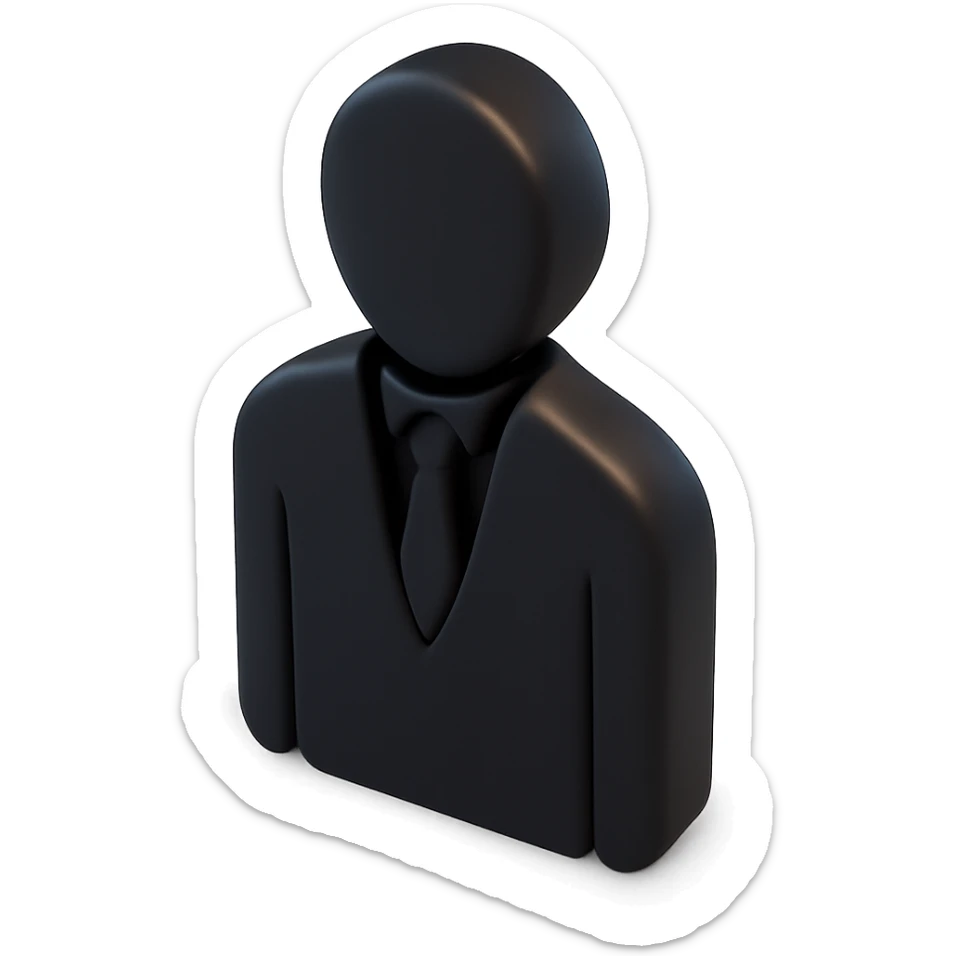 businessperson silhouette in 3D black style sticker