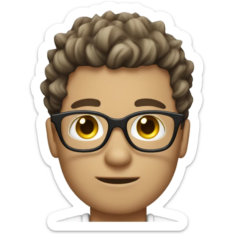 black male with spikey hair and glasses and white female with brown wavy hair , green eyes and glasses sticker