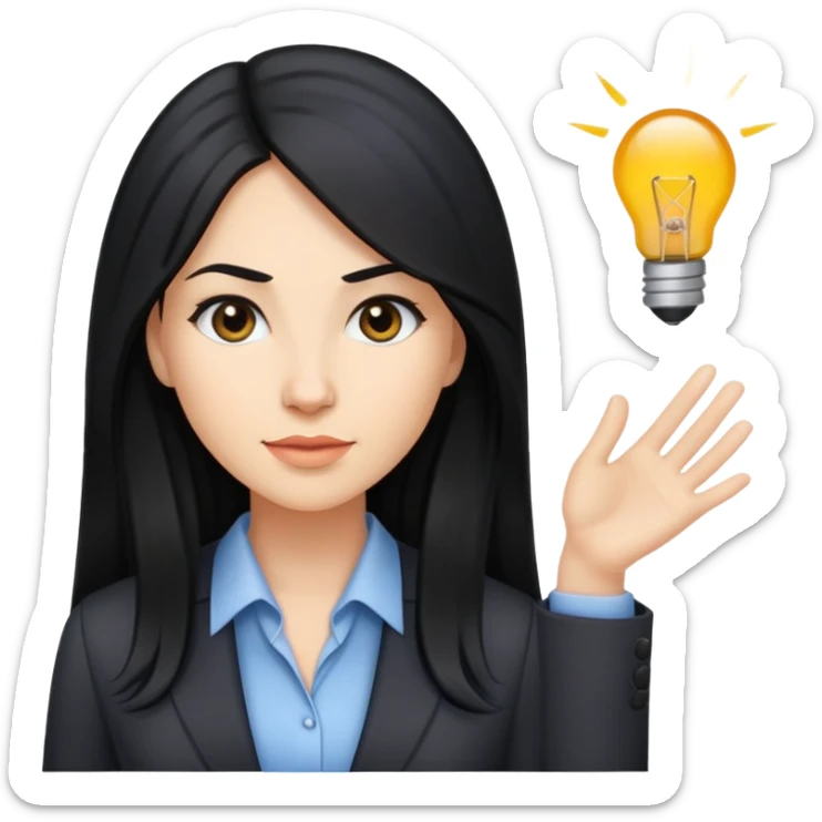 Business woman caucasian long black hair girl sticker