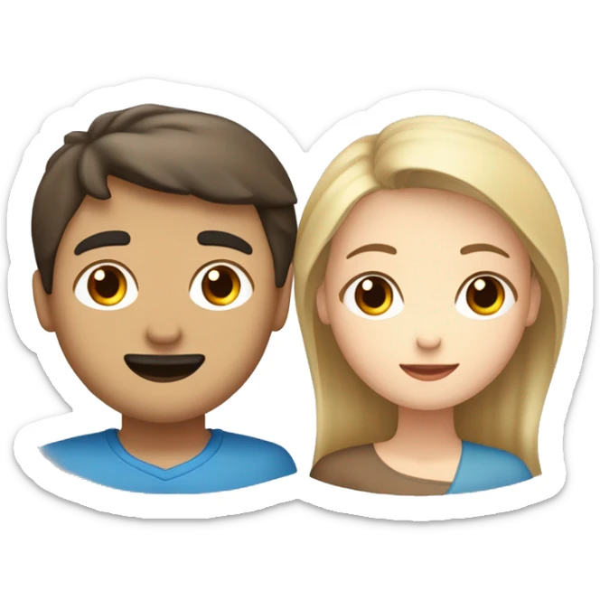 un homme allemand blond au yeux bleu et une femme chinoise brune au yeux marrons clair qui se mari sticker