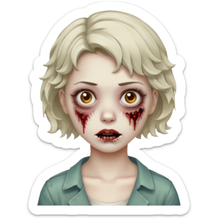 Uma menina zombie com um cabelo ondulado curto, com a franja pro lado sticker
