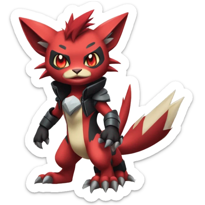  Kawaii Edgy Cool Beautiful Guilmon-Torracat-Zoroark full body sticker