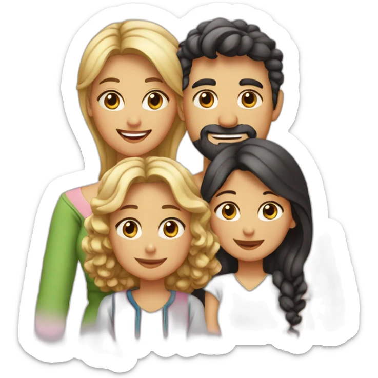 4persons-family-mom-asian-and-dad-arabic-and-daughter-curly-blonde-hair-and-arabic-son sticker