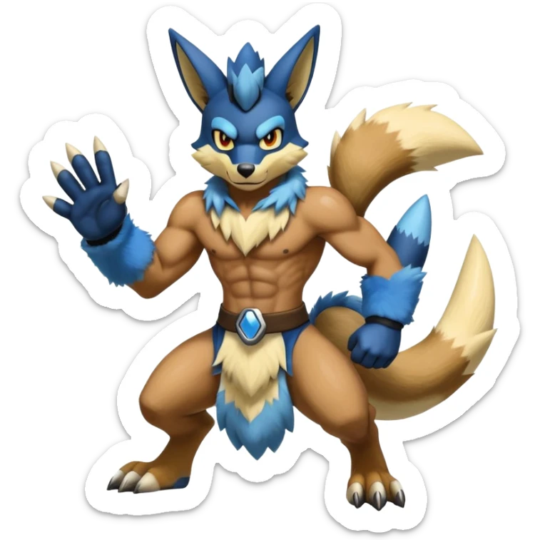 Lucario-Lombax-Zeraora-hybrid (Full body) sticker