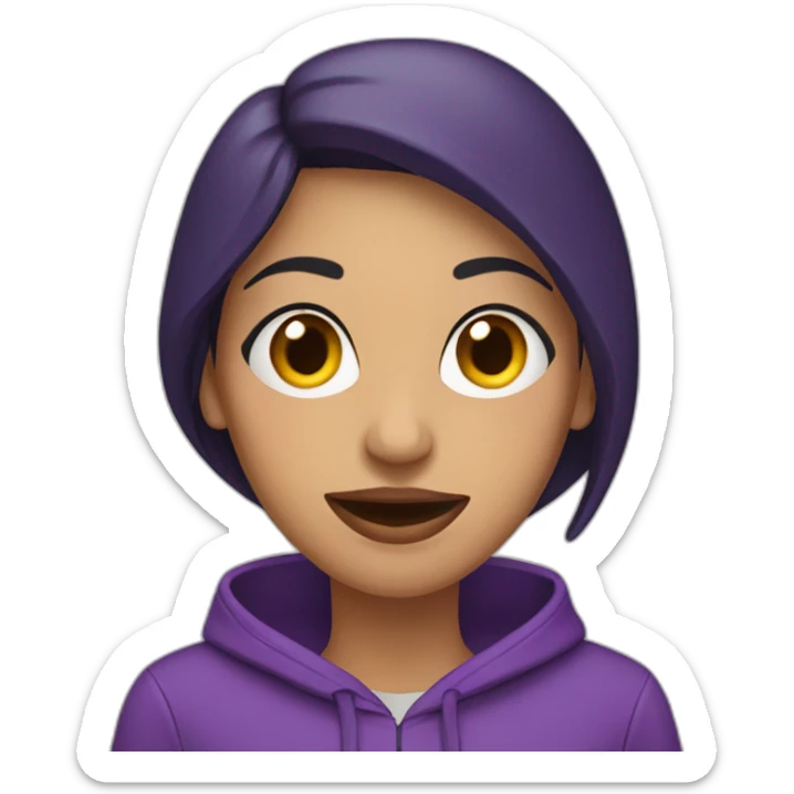 Armenian Woman  with purple hoodie and with a snake tongue sticker