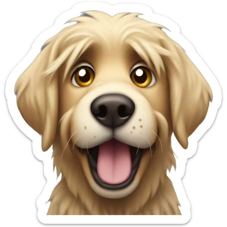 shaggy scared dog similar to labrador with sticking out hair sticker
