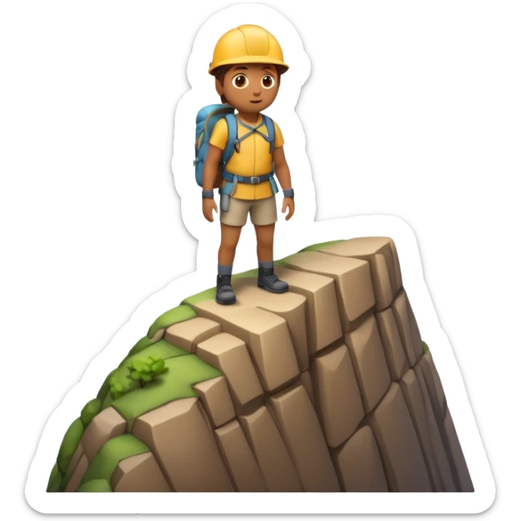 A 3D emoji of a person standing at the edge of a steep cliff in Apple style. The person faces forward, close to the edge, showing a sense of height and danger. Clean, glossy , isolated on white background.


 sticker