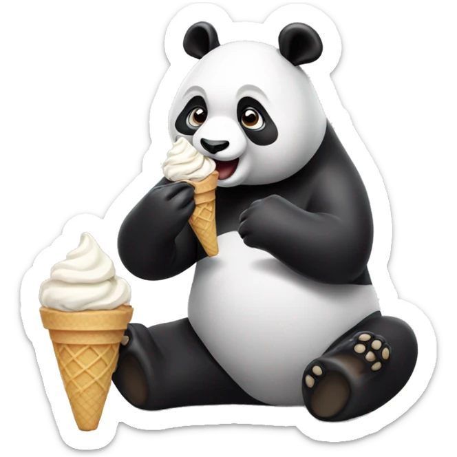 Panda eating ice cream sticker