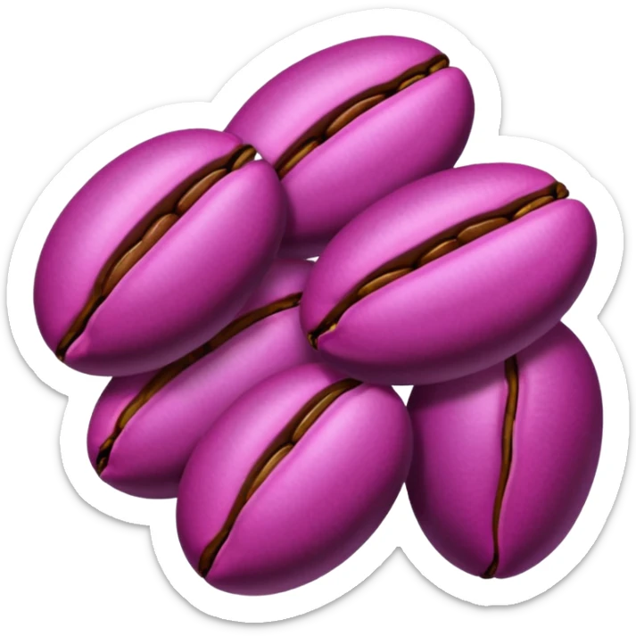 Create minimalist emoji in the style of Coffee Lover — a coffee shop and roastery brand.
Style: cozy, warm.
Colors — purple-pink range.
🫘 coffee beans sticker
