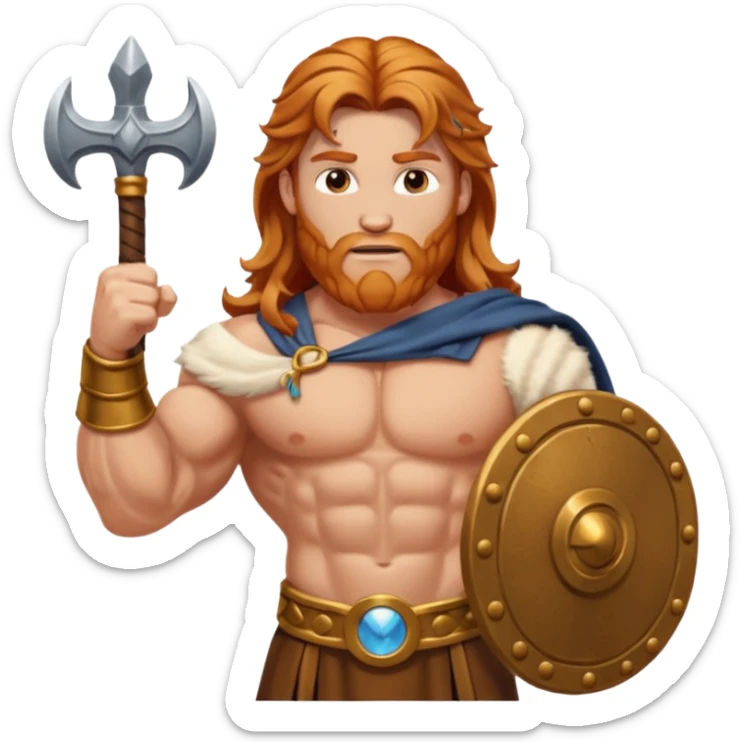 Hercules, God of Strength from Gods and Goddesses with long reddish blonde hair, bronze outfit sticker