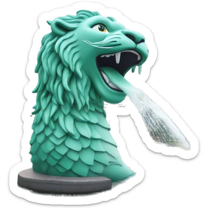 Singapore Merlion water come out of its mouth sticker