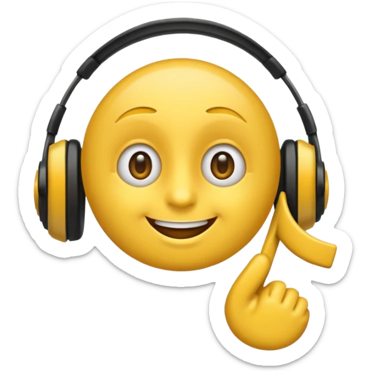 un emoji qui écoute de la musique avec un sourire discret  sticker