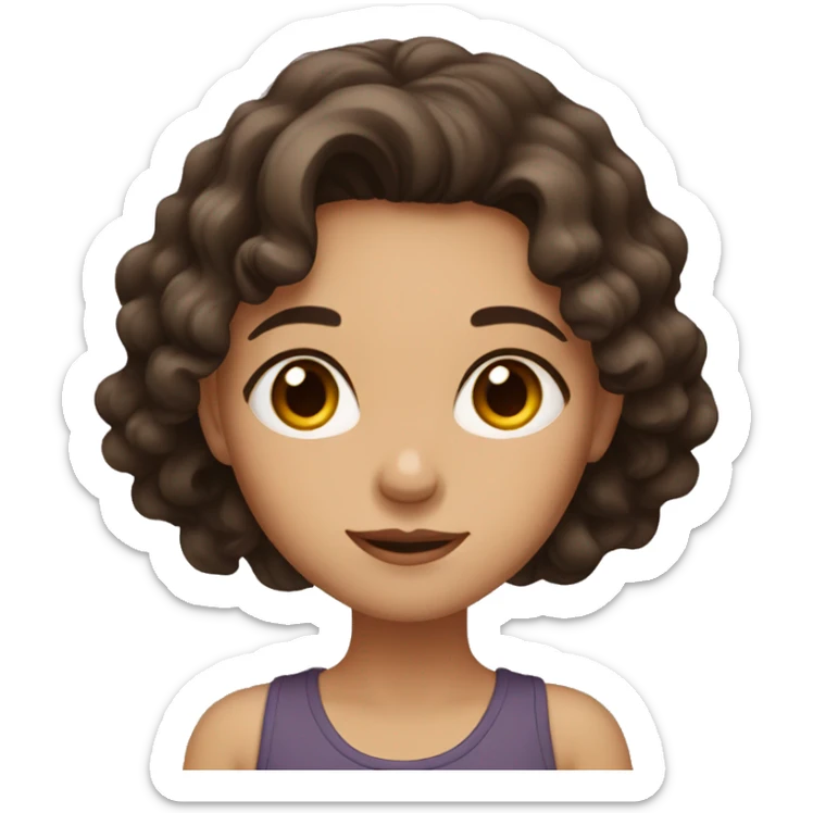 girl with dark brown eyes and wavy dark brown hair sticker