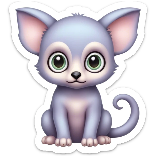 Adorable colorful baby pastel edgy animal-hybrid full body, big Eyes sticker