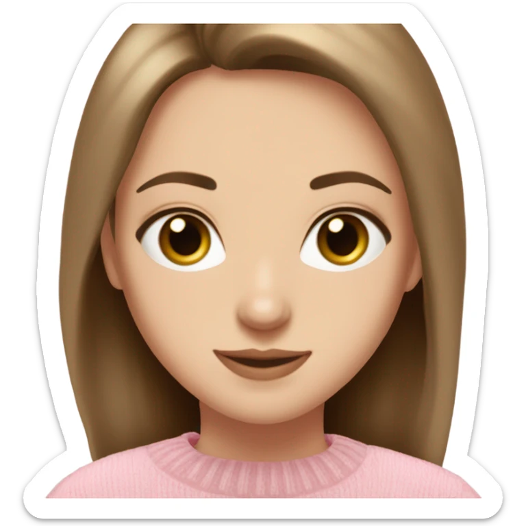 Pretty hazel eyes white girl and brown hair with light pink sweaterl reading coquette sticker
