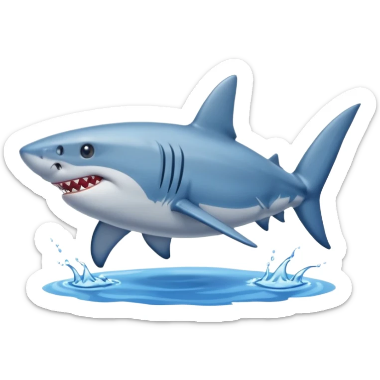 A shark with blue shoes on land near water not in it sticker