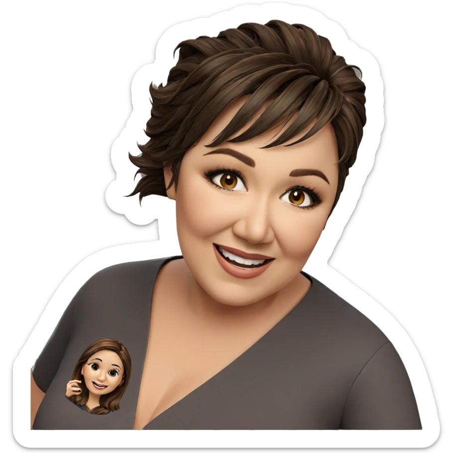 smiling girl with brown hair sticker