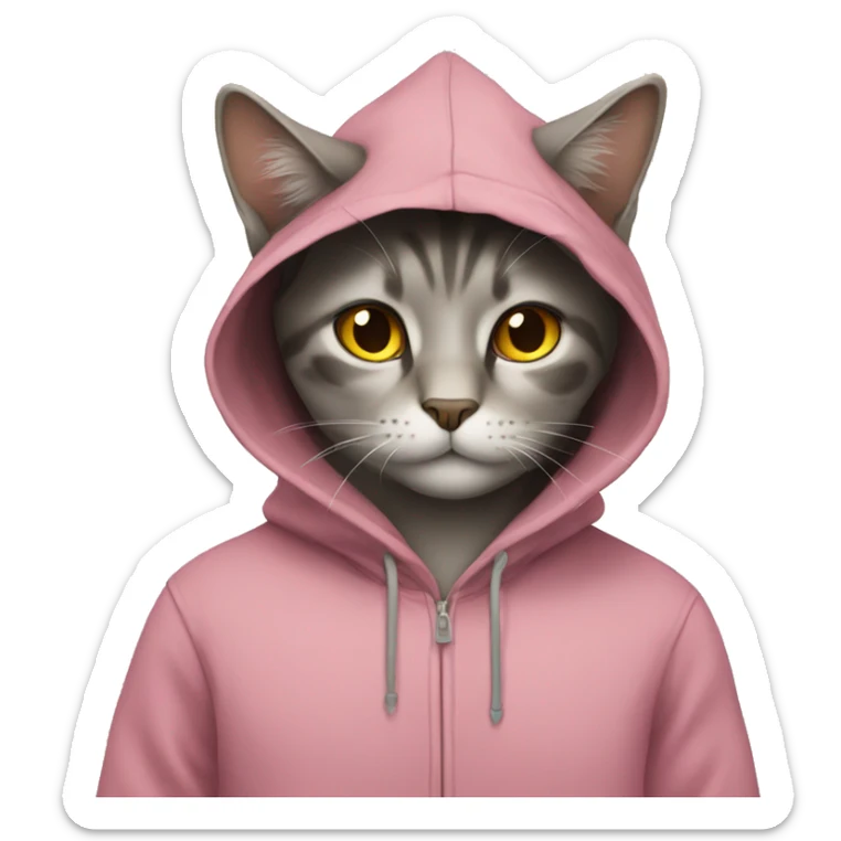 Cat wearing a hoodie sticker