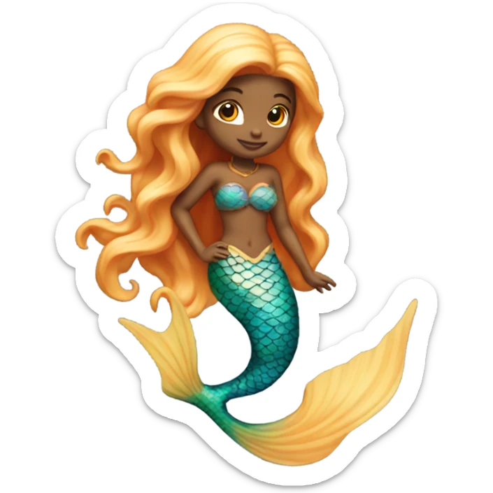 Pretty detailed mermaid with red tail and blonde hair realistic  sticker