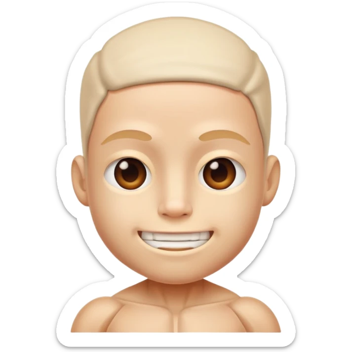 cute face with outer layer of skin removed, showing simplified muscles and tissue, friendly and non-scary sticker