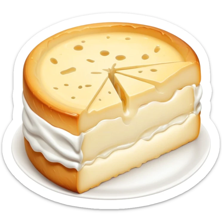 cinematic-realistic-brie-cheese-emoji,-featuring-a-creamy gooey center,-soft-ripened-cheese-with-a-delicate white rind-rendered-with-lifelike-detail-and-inviting,-natural-lightingwith a slide showing the gooey center sticker
