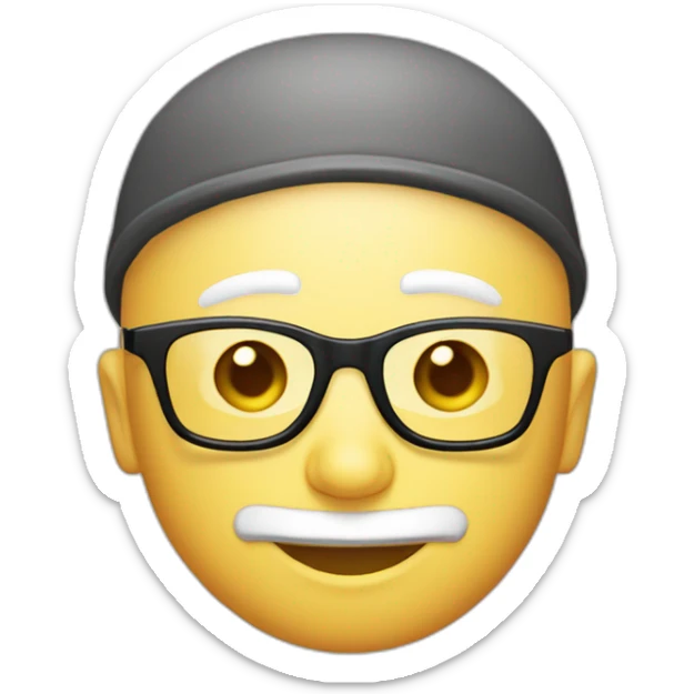 ball no hair no neck big round nose no ears pale skin red cap with black brim no mouth round white solid glasses sticker