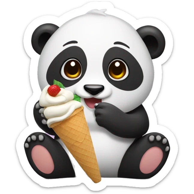 Panda eating ice cream sticker