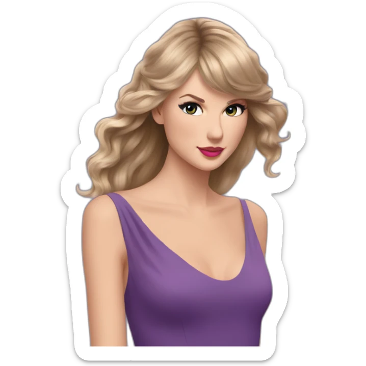 taylor swift longer hair looking over her shoulder in a purple flowy dress sticker
