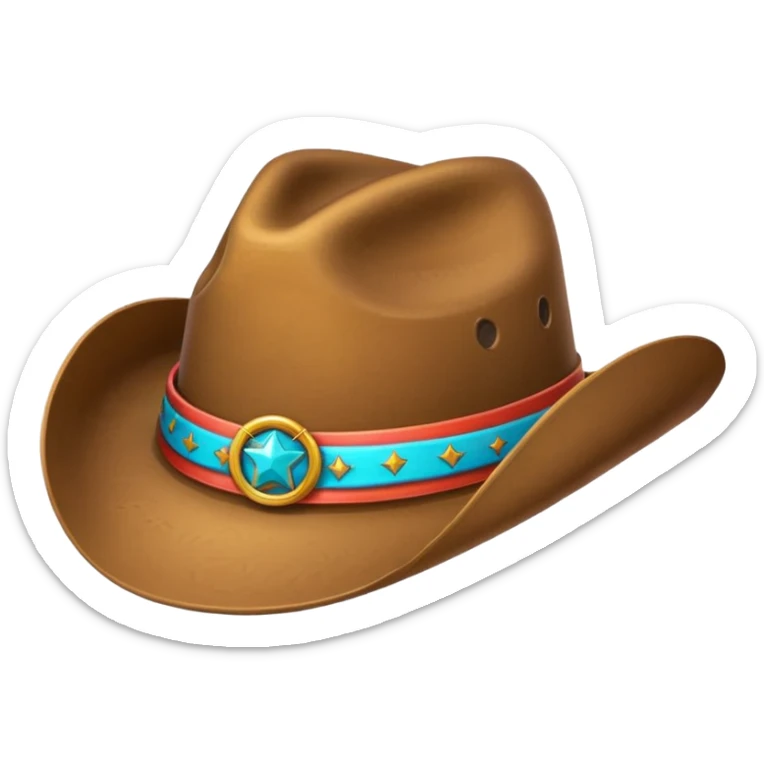 cartoon sticker of a colorful and cheerful cowboy hat emoji, no text, suitable for WhatsApp and Instagram sticker
