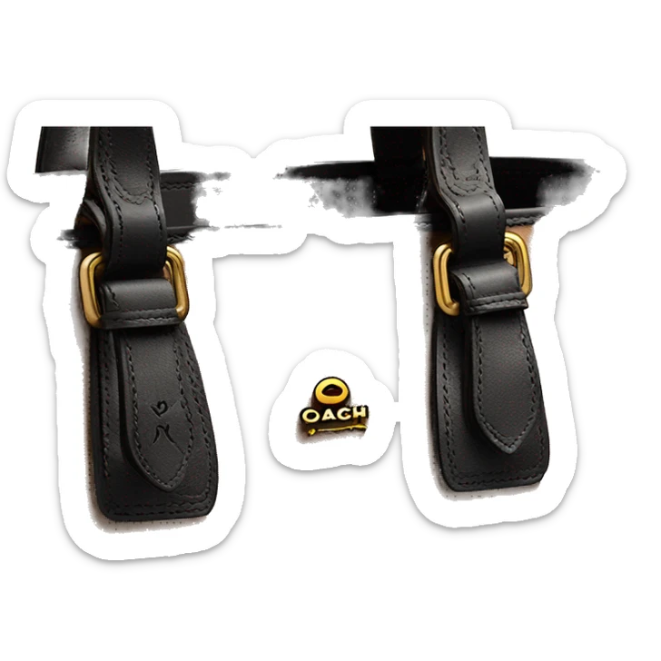 brown leather tote bag in coach signature canvas with black leather trim sticker