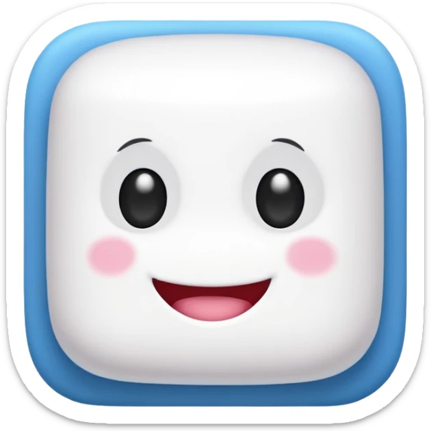 Créer un emoji en forme de marshmalow avec un sourire et des crois a la place des yeux sticker